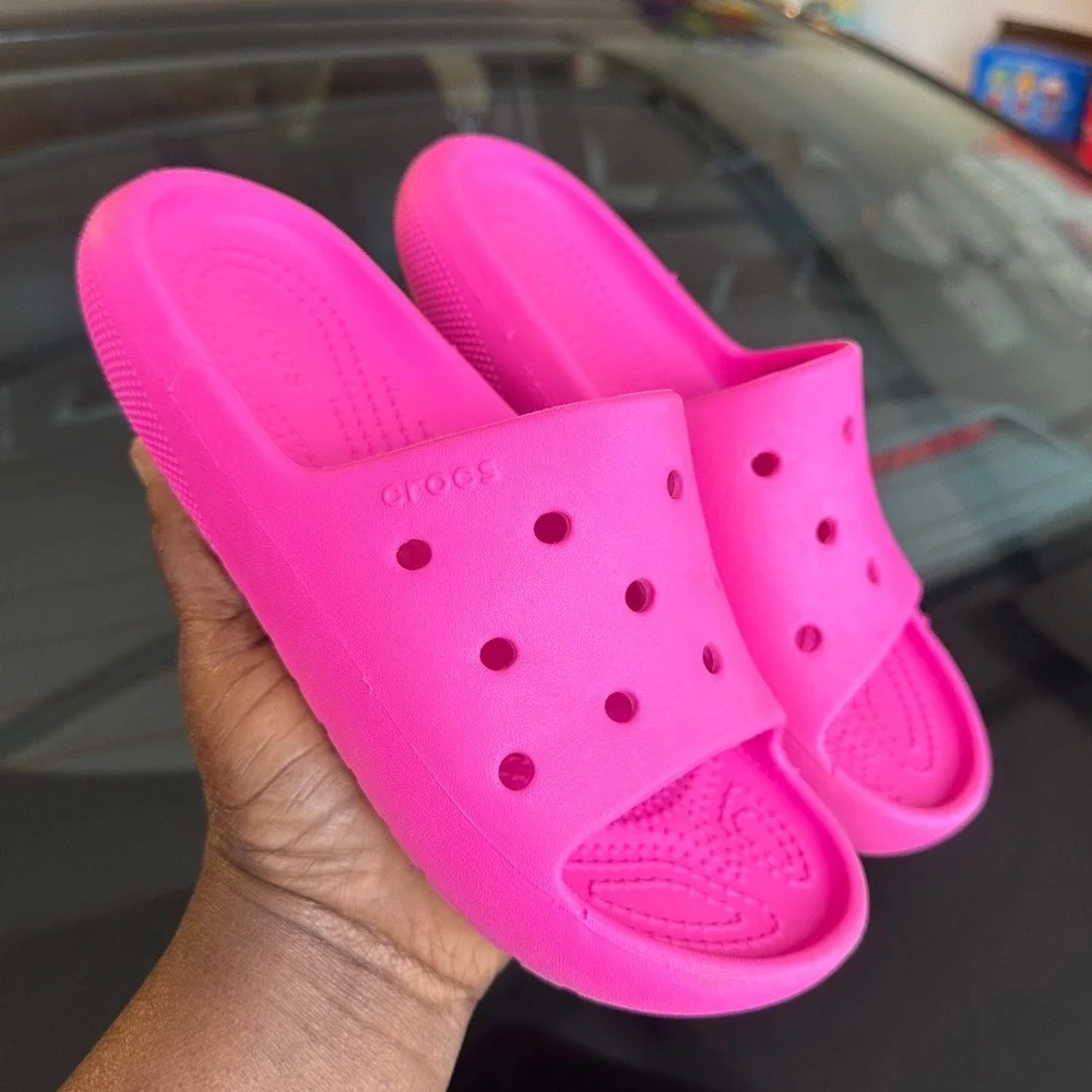 Crocs‎ Classic Slide V2 Little Kids Sandals Size J2 Pink